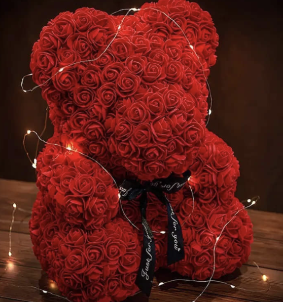 Big Heart Bear With Foam Forever Roses with Led Battery Lights